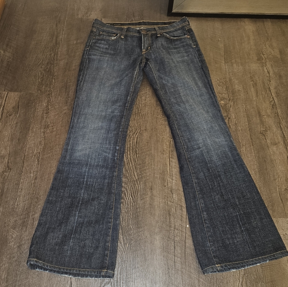 7 For All Mankind Blue Flare Wide Leg Jeans